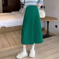 thumbnail image 2 of Loopsun Womens Summer Skirts, Womens Solid Color A-line Satin Medium High Waist Elastic Waist Pleated Skirt Green XXXL, 2 of 5