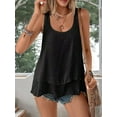 thumbnail image 3 of Women'S Flowy Layered Tank Top Scoop Neck Sleeveless Blouses Shirts Casual Vacation Tops Black XL, 3 of 7