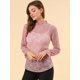 thumbnail image 4 of Blusa Floral Cuello Volantes Encaje Ganchillo Rosa T S, 4 of 6
