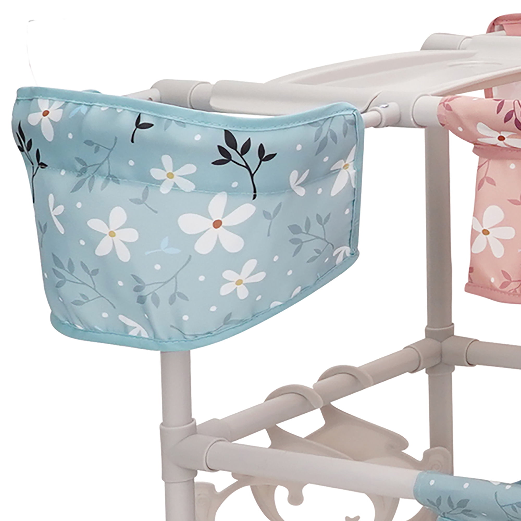 509 Crew: Springtime - Twin Center & Accessories Set - Pink-Blue-Flowers, Bunk Bed Highchair Station, 15 Feeding-Grooming Accessory Toys, Kids 3+