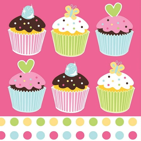 Cupcake Birthday Napkins (16-pack) - Party Supplies