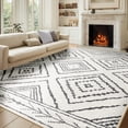 thumbnail image 2 of 9'x12' Area Rugs for Living Room, Machine Washable Non-Slip Carpet, Soft Faux Wool Low Pile Moroccan Farmhouse Western Rug, Black and White, 2 of 6