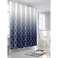 thumbnail image 3 of Fsddascl Morocco Blue Shower Curtain Set - Standard 72" x 72" Washable Bathtub Curtain with 12 Hooks, Gradient Geometric Plaid Modern Lattice Waterproof Fabric Stall Shower Curtains for Bathroom, 3 of 6