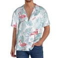 thumbnail image 3 of Wukai Tropical Flamingo Men's Casual Short-Sleeve Button Down Shirt - Lightweight Summer Dress Shirt for Daily Wear-Large, 3 of 7