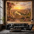 thumbnail image 6 of Golden Sunset River City with Flower-Filled Stone Terrace Romantic Vintage for Art Lovers European Cafe Decor Housewarming Gift Tapestry Wall Hanging for Living Room and Bedroom, 6 of 7