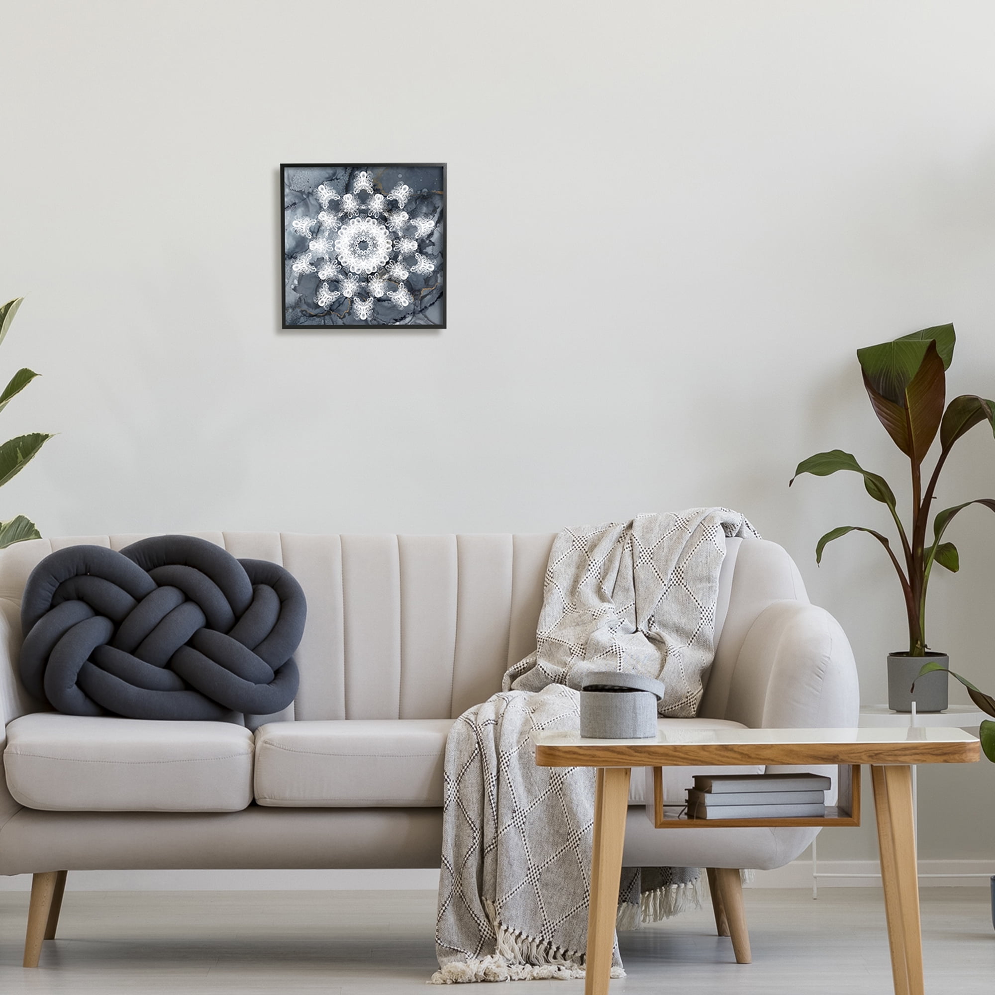 Stupell Industries Bohemian Patterned Fractal Abstract Painting Black Framed Art Print Wall Art, 12 x 12