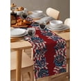 thumbnail image 6 of Independence Day Table Runner Cotton Linen 60 Inch Holiday Dresser Scarves, Red Patriotic America Flag Flowers Tablerunner for Kitchen Coffee Dining Bedroom Living Room Dinner Scarf Décor 13''x60'', 6 of 9