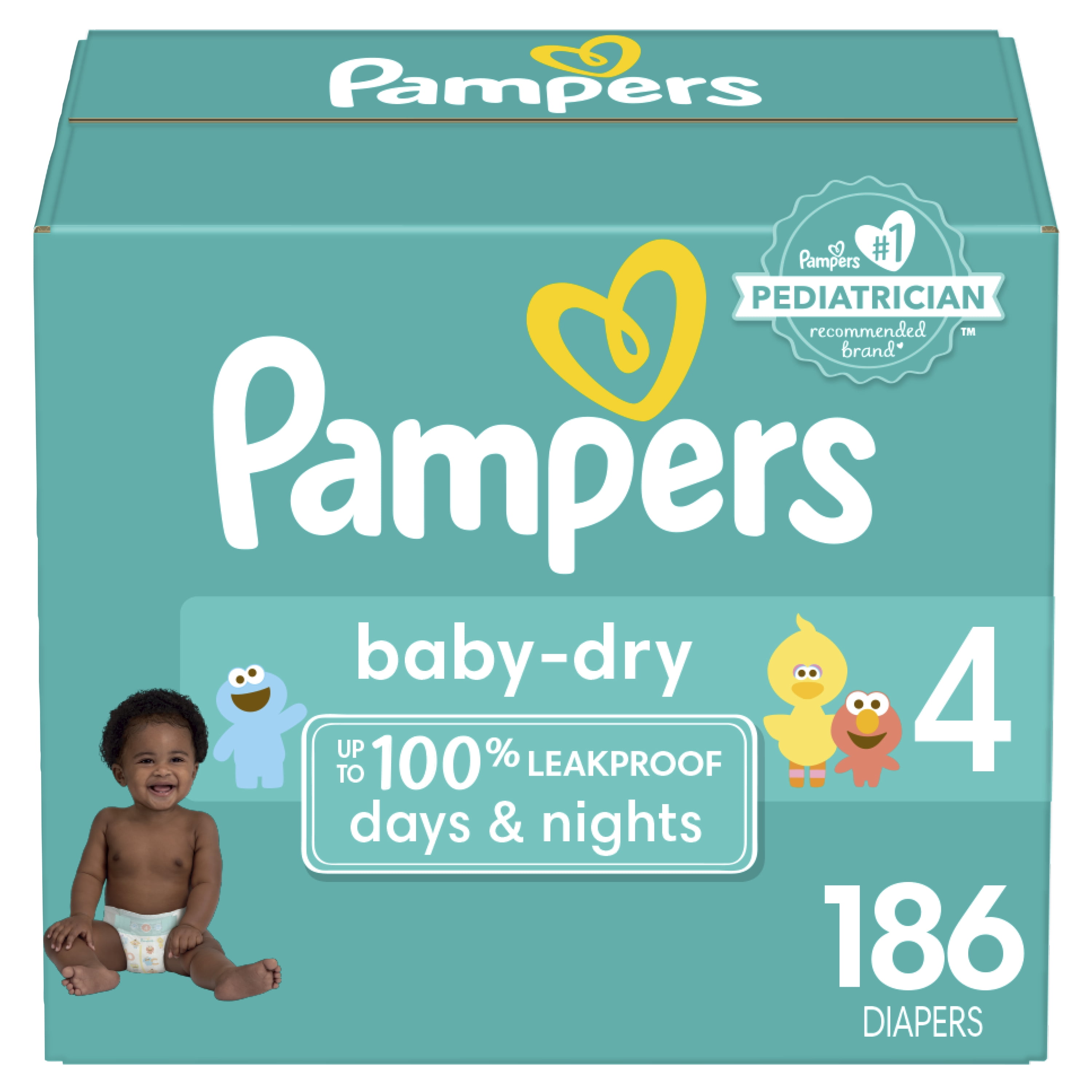 dempen moord Arab Pampers Baby Dry Diapers Size 4, 186 Count (Select for More Options) -  Walmart.com