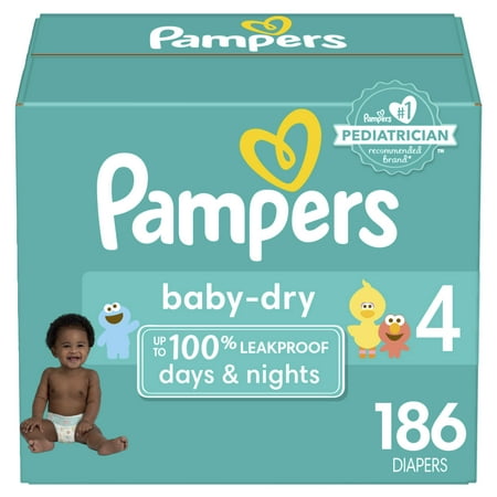 Pampers Baby Dry Diapers Size 4, 186 Count (Select for More Options)