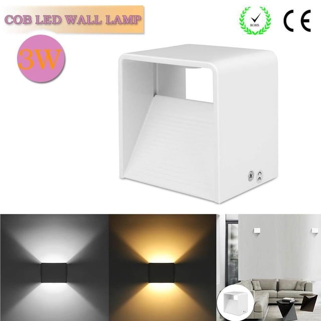 Matsuzay 3W Up Down Light Aluminio Cubic LED Lámpara de pared Sconce para sala de estar Dormitorio Comedor Iluminación y accesorios frío Matsuzay HA025488-02