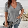 thumbnail image 4 of Naotn Summer Ribbed Tops for Women Fashion Casual V Neck Short Sleeve Shirts Trendy Holiday Tunic Blouses, 4 of 7