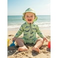 thumbnail image 3 of Argulvti Toddler Boys Rash Guard Swimsuit Shark Print Zipper Long Sleeve Bathing Suit with Swim Cap, 3 of 9