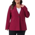 thumbnail image 2 of DARING DIVA Women's Plus Business Suit Blazer Work Black Jackets Burgundy 1X, 2 of 6