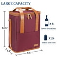 thumbnail image 5 of Tirrinia 6 Bottle Insulated Wine Carrier Bag Best Large Travel Cooler Totes with Detachable Divider and Adjustable Strap, 5 of 7
