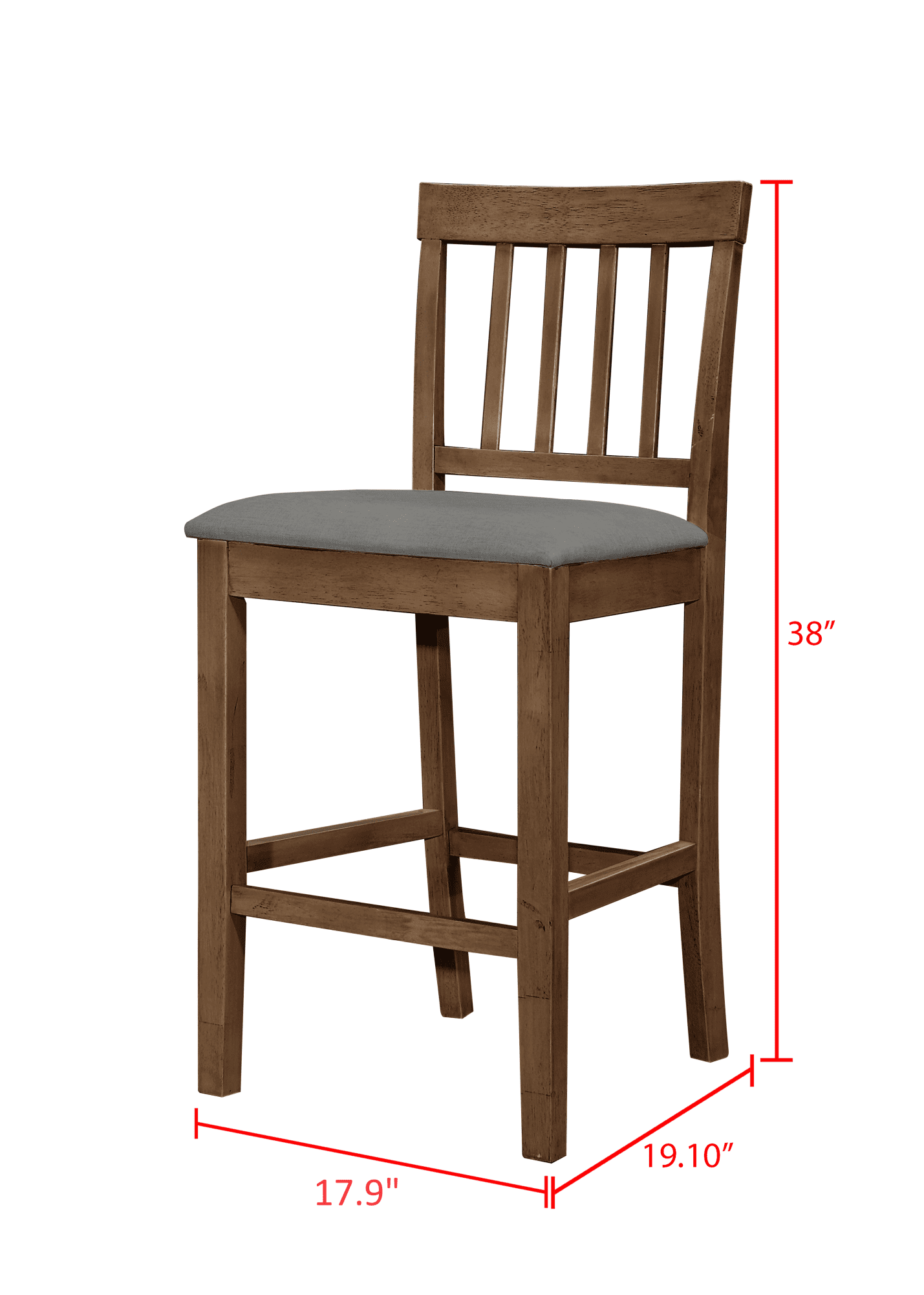 Home Design Wilder Counter Chairs (Set of 4), Brown/Gray, Slat-back design, Padded seat, Comfortable seating, Sturdy frame, Modern minimalist style, Durable construction