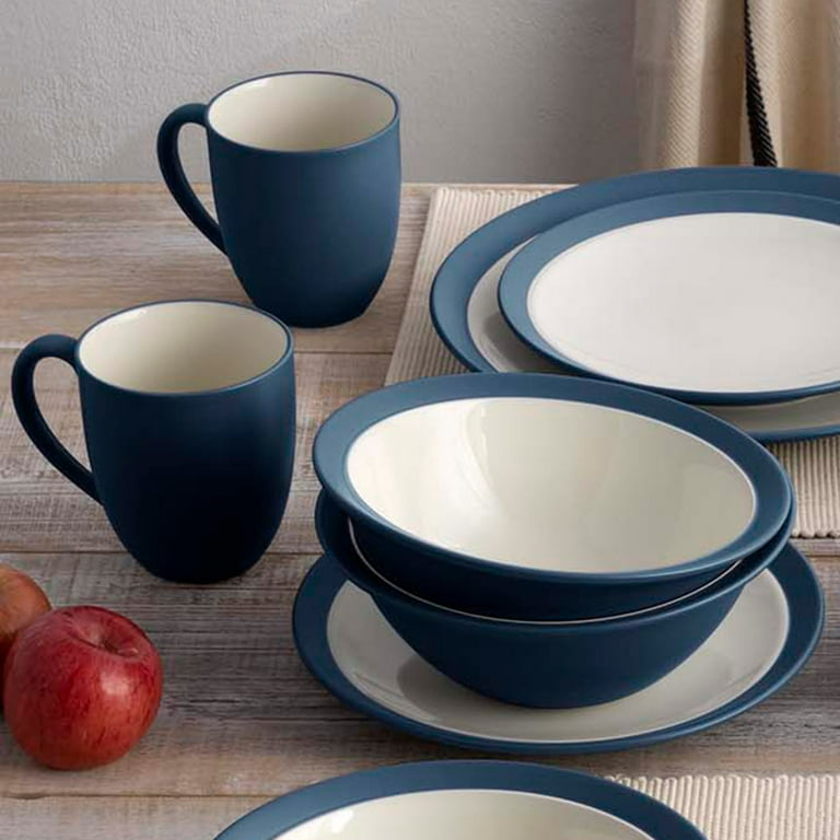 Noritake Colorwave Blue 16-Piece Curve Dinnerware Set, Service for