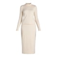 thumbnail image 2 of Time and Tru Women's Mock Neck Top and Midi Skirt Set, 2-Piece, Sizes XS-XXXL, 2 of 4