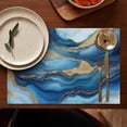 thumbnail image 5 of Blue White Gold Marble Pattern Summer Placemats Table Placemats Set Of 4-Linen Kitchen Washable Placemats Table Mats 11.8"x17.7" Non-Slip Heat Resistant, 5 of 6