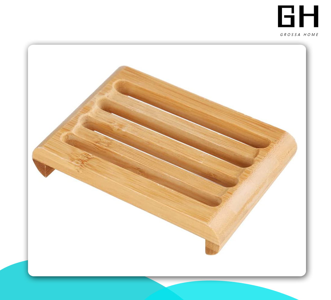 Rebrilliant 2Pcs/Set Bamboo Wooden Soap Dishes for Bar Soap