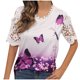 thumbnail image 1 of Primavera y verano de las mujeres Casual de manga corta con cuello redondo Camisa de manga corta Camiseta de flores Camisa de lino de algodón Manga corta con cuello redondo Tops Camisa Blusa OAVQHLG3B Store  lin121212, 1 of 4