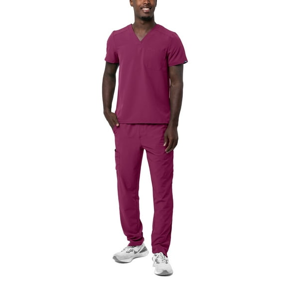 Adar Addition Go-Basic Scrub Set For Men - Classic V-Neck Scrub Top & Cargo Scrub Pants