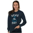 thumbnail image 4 of Seas The Day Cute Beach Anchor Plus Size Long Sleeve Graphic Tee Shirt Brisco Brands 2X, 4 of 5