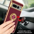 thumbnail image 3 of Pixel 7 Pro Case, Pixel 7 Pro Case with 360° Ring Holder Kickstand Magnetic Car Mount Support Shockproof Anti-Slip Protective Electroplated Case for Google Pixel 7 Pro 6.7'', Wine Red., 3 of 17