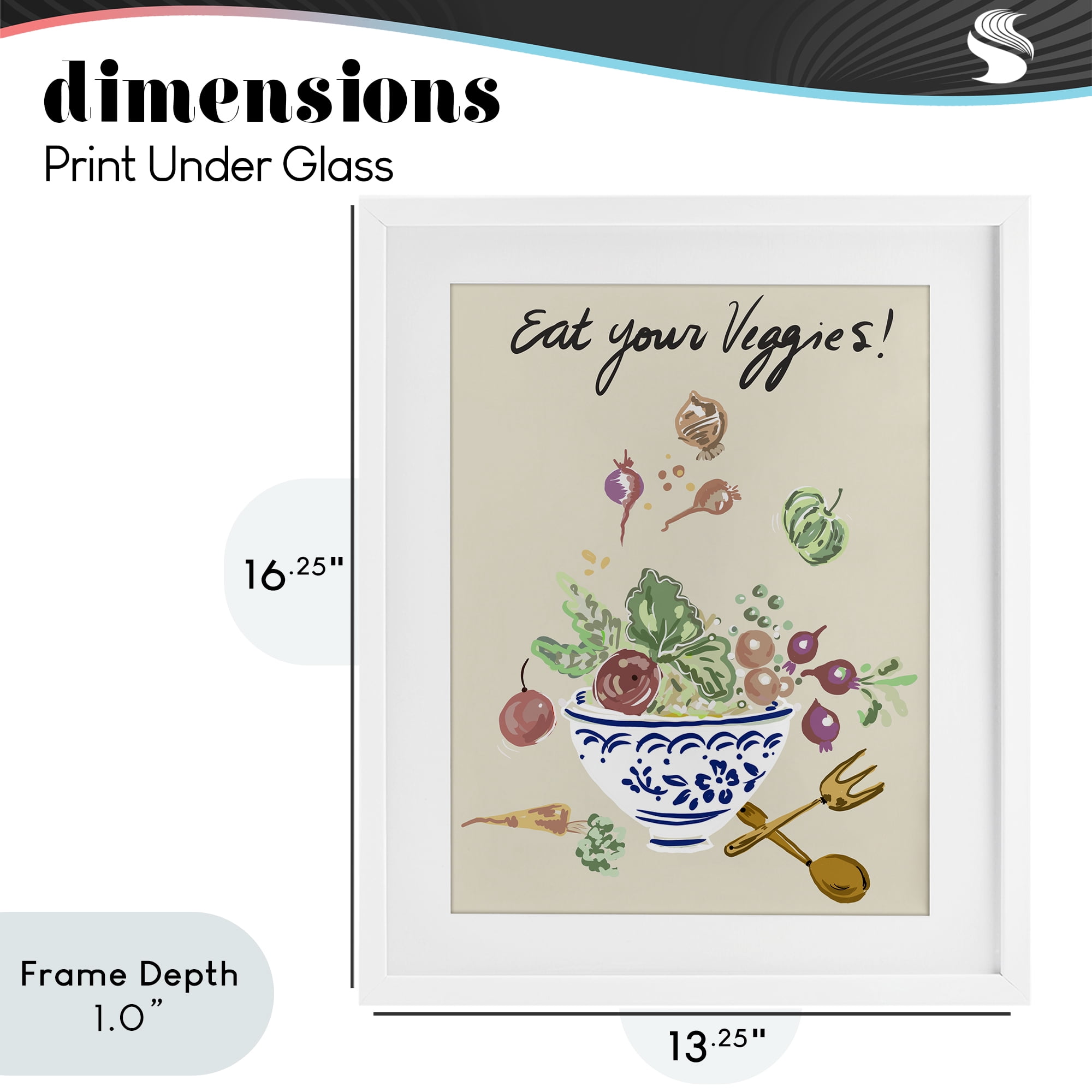 Stupell Industries Eat Your Veggies Bowl White Framed Print Under Glass, design by Ani Del Sol