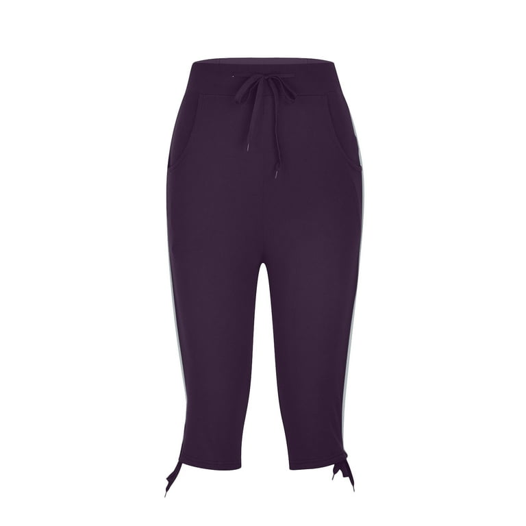 Women Capri Sweatpants Joggers Lounge Pants Drawstring Pockets Cropped  Trousers 
