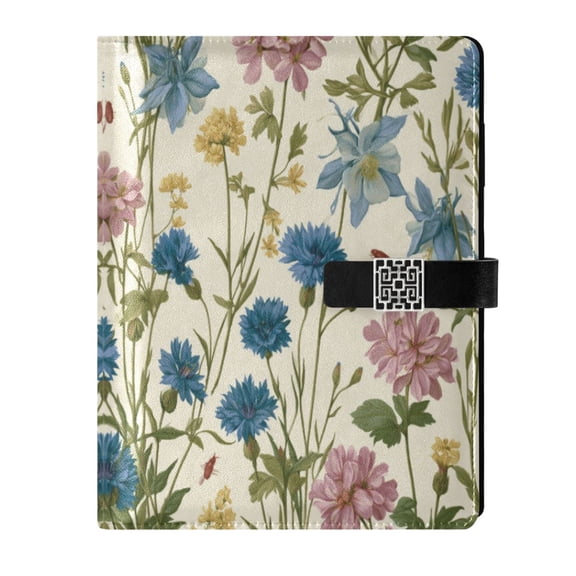 Leather Planner Leather Notebook Notebook Journal Binder Design Pen Pocket Design Convenient for Storage Tiny Mixed Wildflower Sprigs