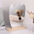 thumbnail image 3 of witspace Irregular Aesthetic Vanity Mirror Frameless, Table Frameless Mirror, Decorative Desk Tabletop Acrylic Mirrors with Wooden Stand for Bedroom,Living Room and Minimal Spaces Room Decor, 3 of 9