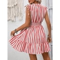 thumbnail image 6 of EASYBRA Women Striped V Neck Wrap Midi Dress Sleeveless High Waist Summer Elegant Casual Vacation Dress, 6 of 7