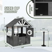 Ktaxon Wooden Outdoor Playhouse Lemonade Stand w/ Split Door, Pretend BBQ Grill Set, 50pcs Accessories, Ages 3-8, Gray