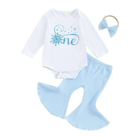 

Baby Girl 1st Birthday Outfit My first Birthday Romper Flared Pants 3Pcs One Year Old Birthday Gift