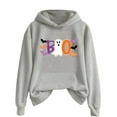 thumbnail image 4 of Hoodie Women Boo Hoodies Halloween Pullover Sweatshirt Long Sleeve Streetwear Womens Hooded Sweatshirt Light Gray XXL, 4 of 4