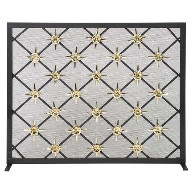 Dagan AHS405 Star Design Panel Screen, Black & Polished Brass