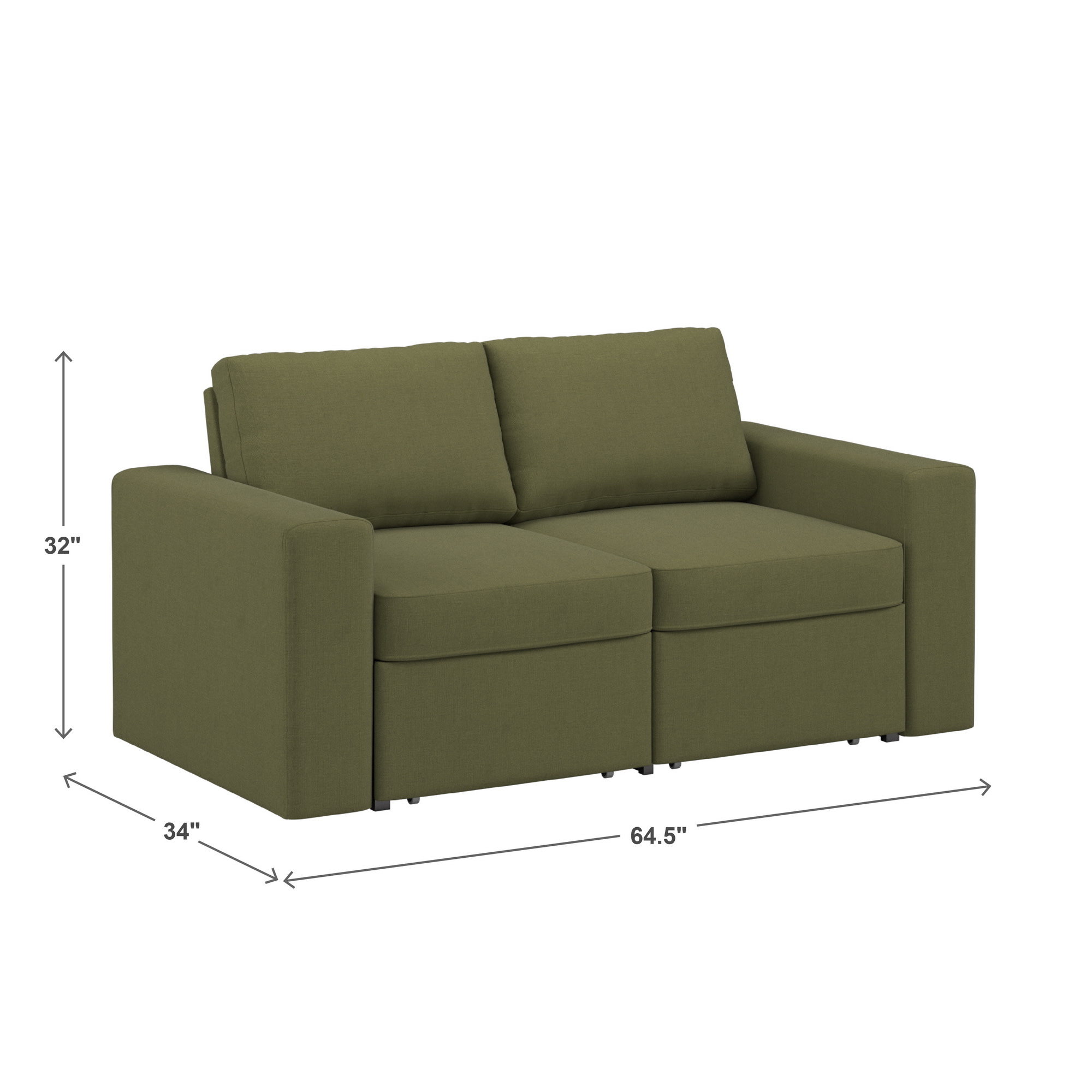 Weston Home Glen Park Upholstered Loveseat with 2 Hidden Metal Wire Storage Drawers, Green