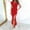 Red, variant on TAGOLD Womens Short Sleeve V-Neck Dress Solid Color Ruffle Sleeve Asymmetrical Cold Shoulder Split Hem Dress