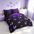 thumbnail image 2 of Homewish Purple Butterfly Twin Bedding for Girls, Glitter Stars Bedding Comforter Set, Black Reversible, 7 Pieces, 2 of 7