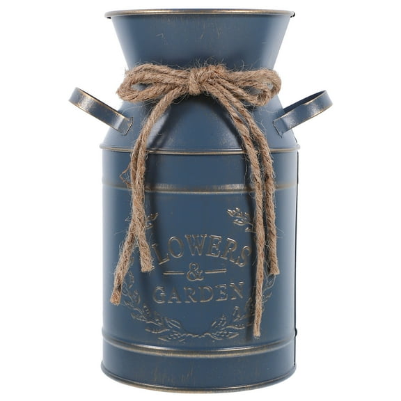 Hemobllo Blue Metal Farmhouse Jug Vase Rustic Vintage Flower Bucket for Floral Arrangements