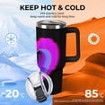 thumbnail image 4 of 40 oz Insulated Tumbler with Handle, Leak-Proof Straw Lid, Stainless Steel Travel Mug for Car & Road Trips - Glitch Heart RGB, 4 of 6