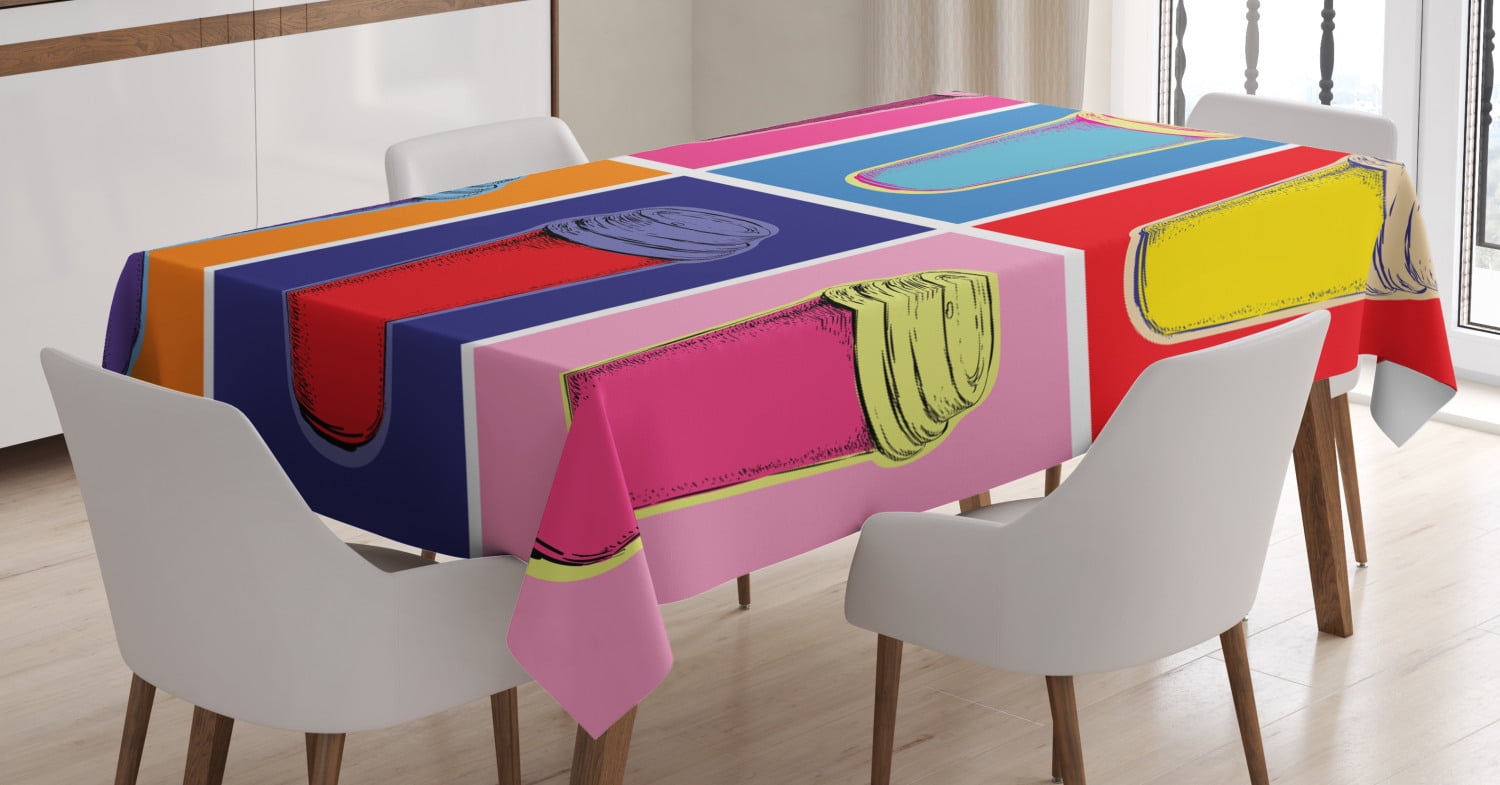 Coffee Tablecloth, Contemporary Modern Art Inspired Pop Art Design of