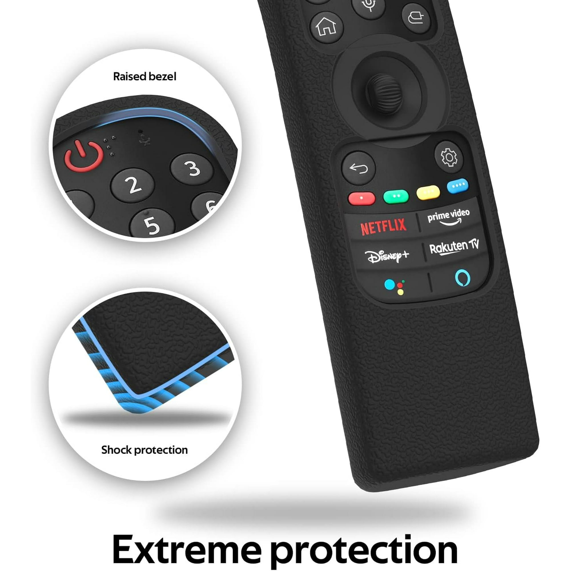 Black Silicone Remote Control Protective Case Compatible with LG AN MR21GC MR21N AN MR22 AN MR23 Magic Remote Cover for OLED QLED LG Smart TV 2022 2023 Walmart