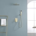 thumbnail image 2 of Logmey 10" Wall Mounted Pressure Balancing Dual Shower Rain Shower System with Rough-in Valve and Trim Kit, Gold Stainless Steel Shower Head, 2 of 9