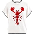 thumbnail image 4 of Womens Sweaters Animal Lobster Print Crew Neck Short Sleeve Breathable Knit Tops Summer Blouse Daily Wear, 4 of 4