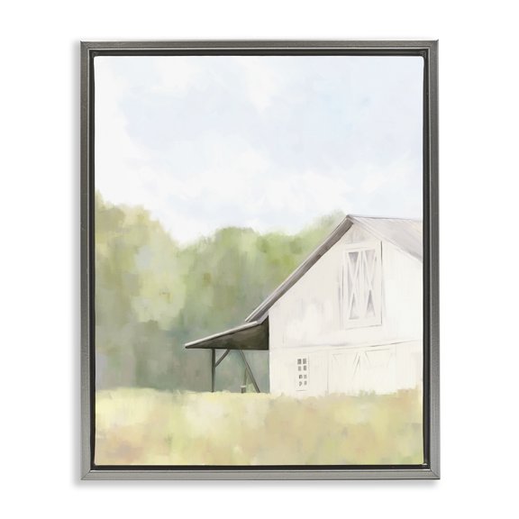 Stupell Industries Transitional Country Barn Landscape Gray Floating Frame Canvas Art, 25 x 31, by Amy Hall