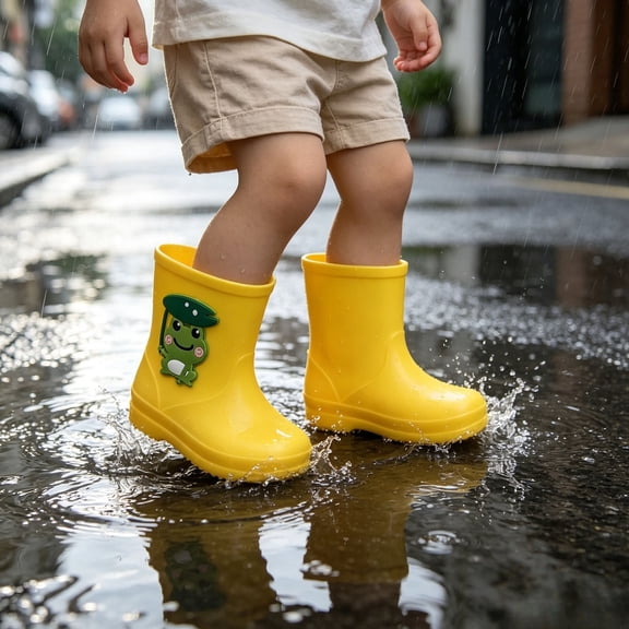 lnmuld Kids Cute Rain Boots, Waterproof Non- Wellies Color:Yellow,Size:5-5.5 Years