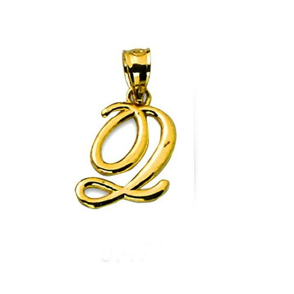 LoveBling 10k Large Script Copperplate Initial Charm Pendant (Q)
