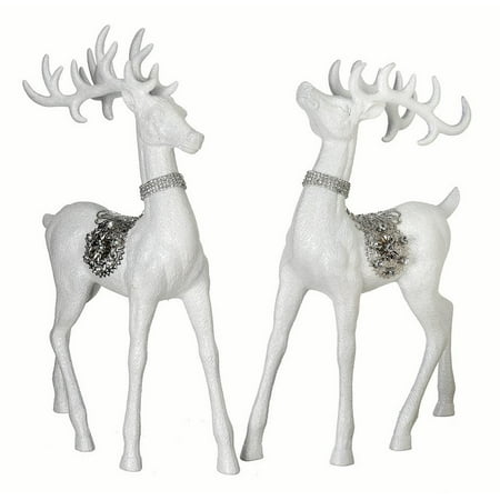 Regency Glitter Deer With Jewel Collar and Saddle Set of 2