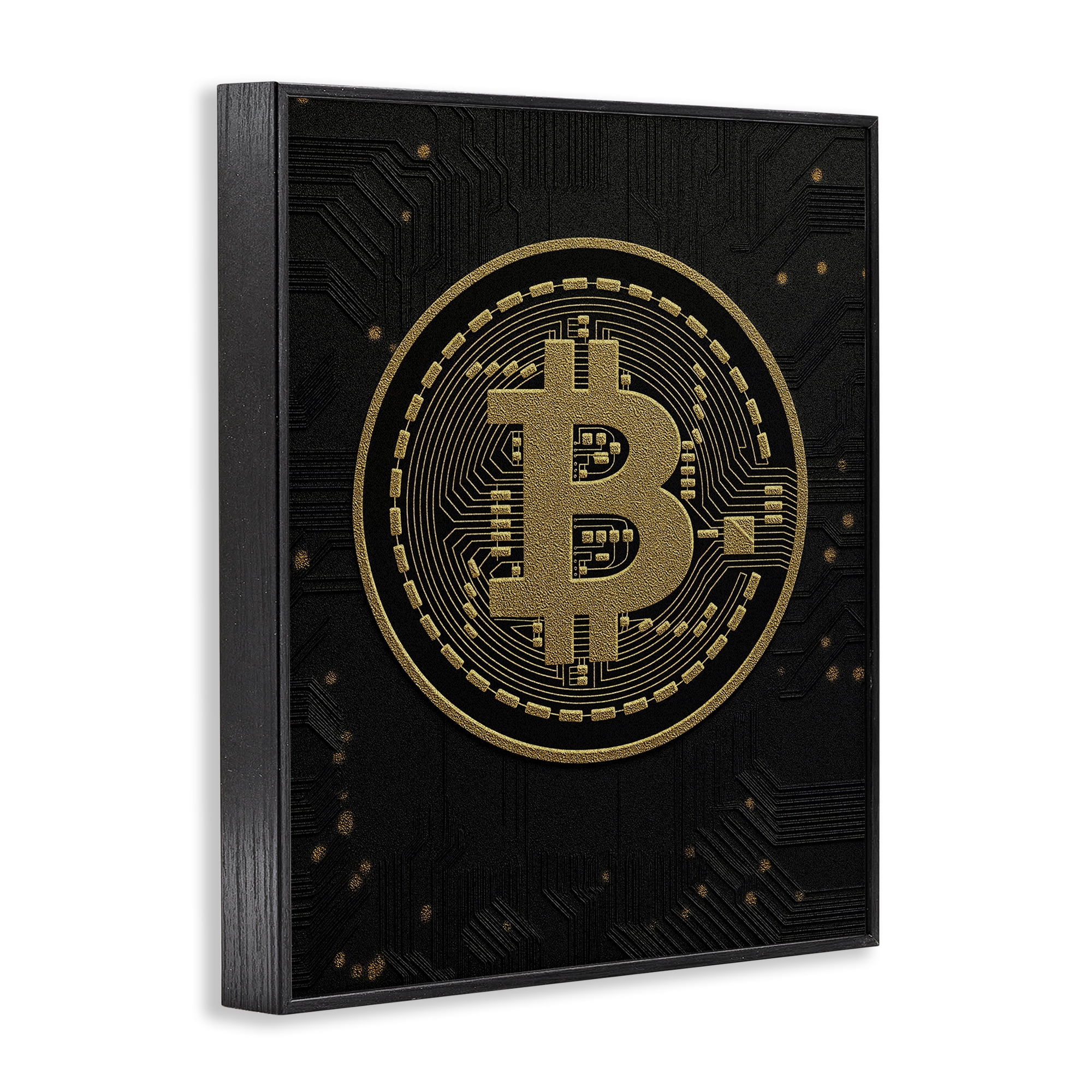 Stupell Industries Bold Golden Digital Currency Black Framed Giclee Art, design by Svetlana Aleynikova